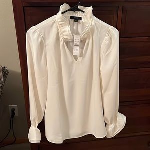 Ivory J.Crew ruffled keyhole blouse